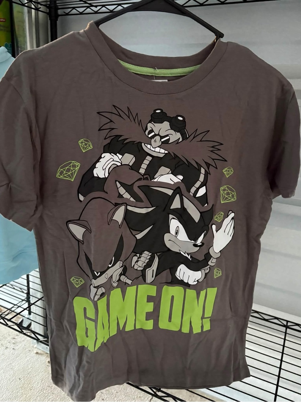 Kids Short Sleeve Graphic Tee - Charcoal with Lime 'Game On!'